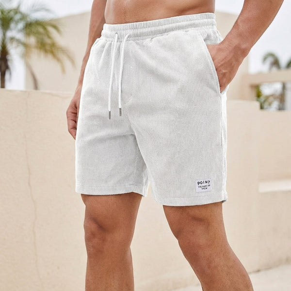 Athletic Fit Ribbed Drawstring Waist Corduroy Shorts for Men – Comfortable Stylish Athleisure