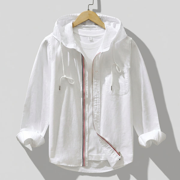 Hooded Collared Zipper Shirt for Men – Casual Stylish Comfort