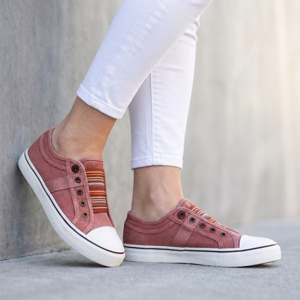 Striped Low-Top Slip-On Sneakers for Women – Stylish & Comfortable