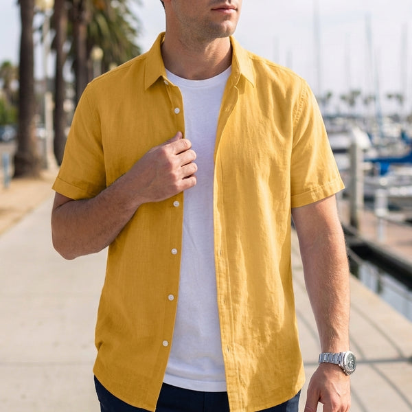 Relaxed Fit Collared Button-Up Shirt for Men – Casual Comfort & Style