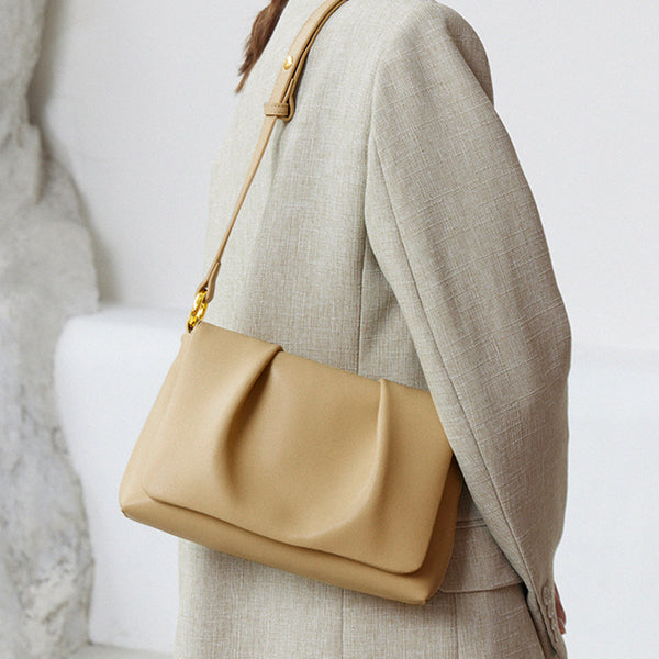 Genuine Leather Cloud Shoulder Crossbody Bag