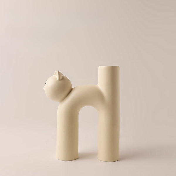 Ceramic Cat-Shaped Flower Vase