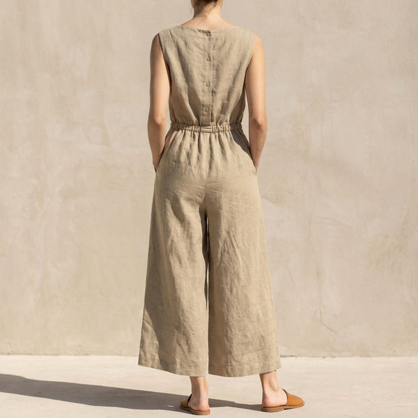 Relaxed Fit Wide-Leg Cropped Jumpsuit for Women – Comfortable Casual Style