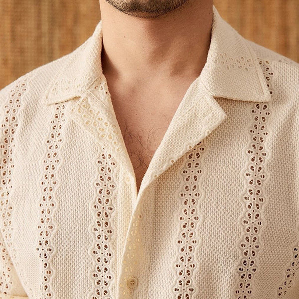 Men’s Embroidered Eyelet Summer Shirt
