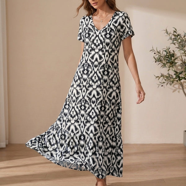 Ruffled Hem A-Line Maxi Dress for Women – Stylish Casual Comfort