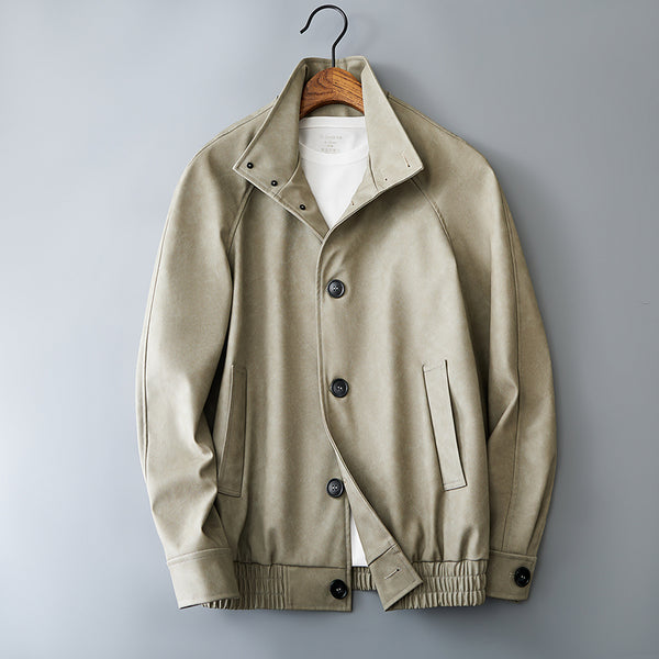 Men's Two-Tone Retro Leather-Look Jacket