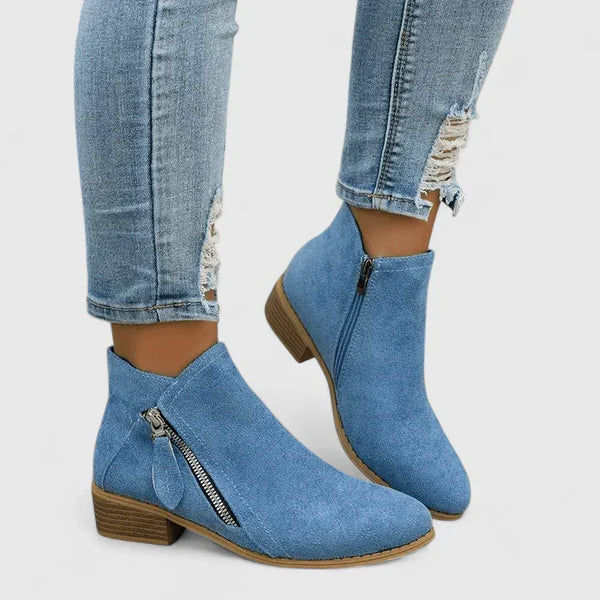 Orthopedic Low Heel Zipper Ankle Boots for Women – Supportive Comfortable Design