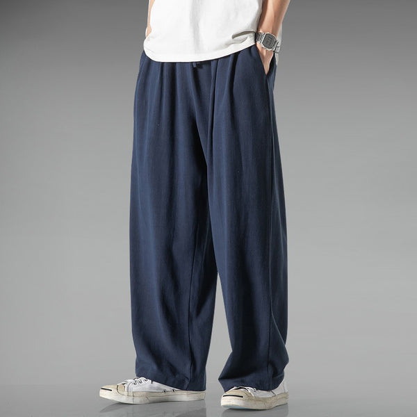Men's Linen Drawstring Straight‑Leg Pants