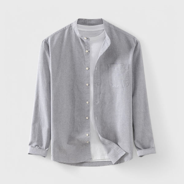 Essential Cotton Band-Collar Shirt