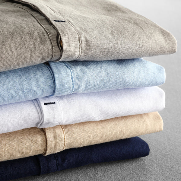 Men's Linen Long-Sleeve Button-Up Shirt