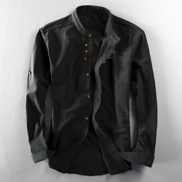 Premium Men's Linen Long-Sleeve Button-Up Shirt