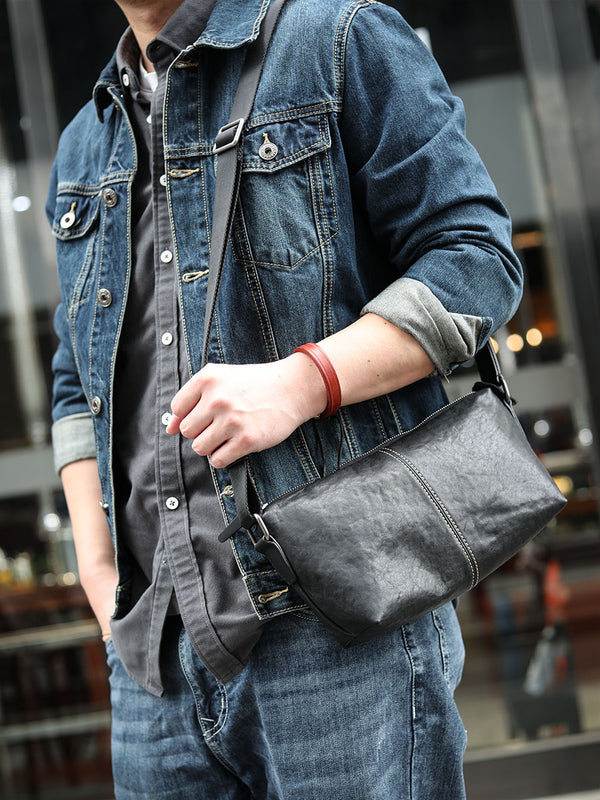 Men's Top-Grain Leather Messenger Bag