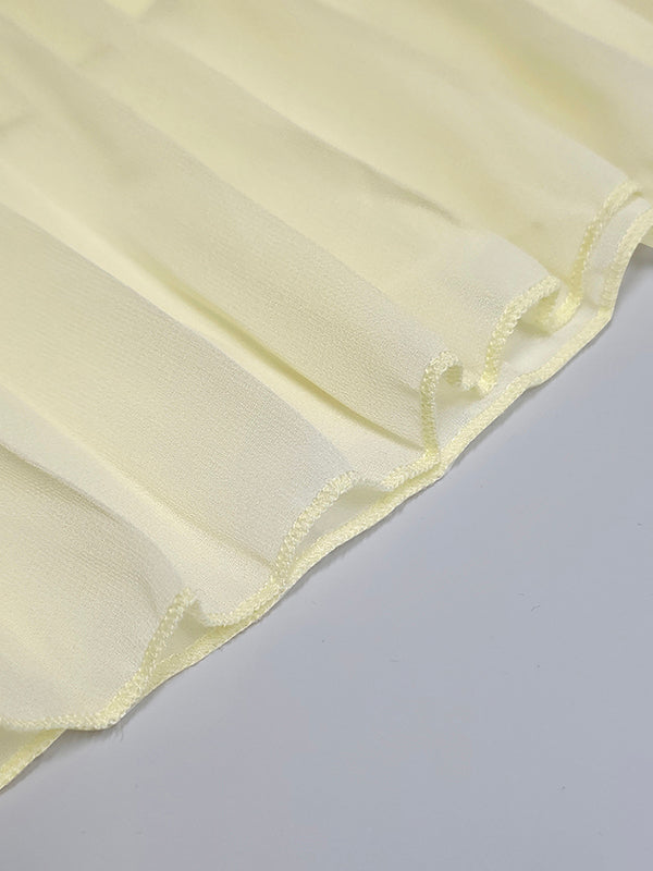 Pleated Drop Waist A-Line Maxi Dress for Women – Elegant Evening Style