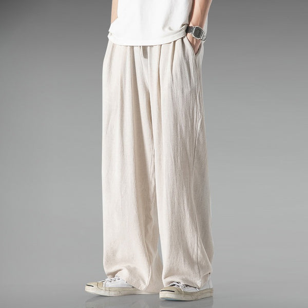 Men's Linen Drawstring Straight‑Leg Pants