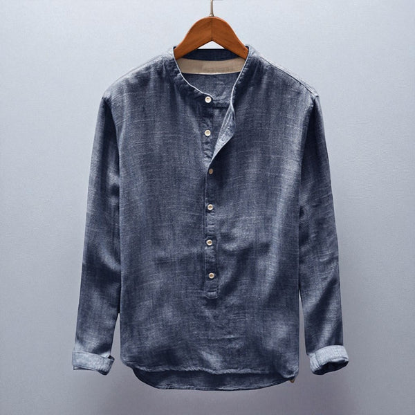 Heritage Cotton Stand Collar Shirt – Relaxed Vintage Style