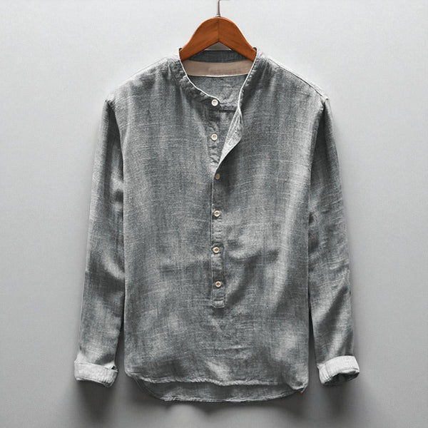 Heritage Cotton Stand Collar Shirt – Relaxed Vintage Style