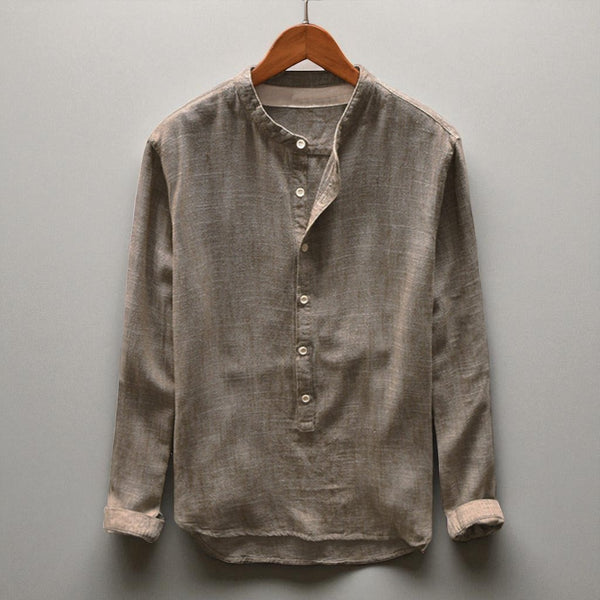 Heritage Cotton Stand Collar Shirt – Relaxed Vintage Style