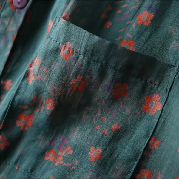 Relaxed Fit Floral Half-Placket Shirt for Women – Casual Stylish Comfort