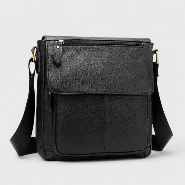 Men's Black Leather Crossbody Bag