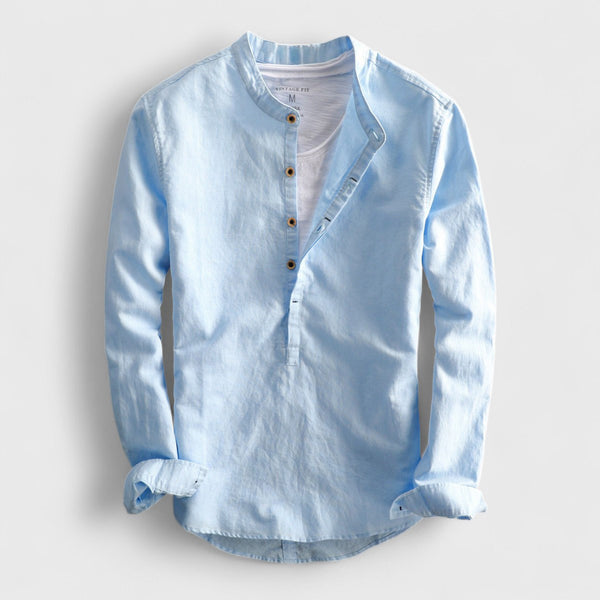 Men's Linen Long-Sleeve Button-Up Shirt