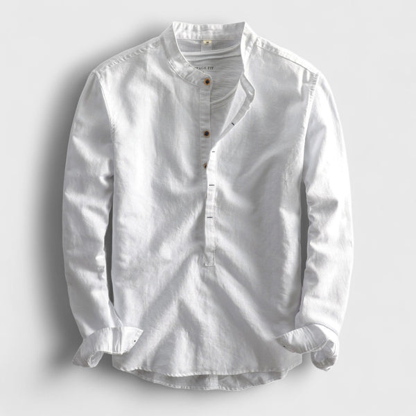 Men's Linen Long-Sleeve Button-Up Shirt