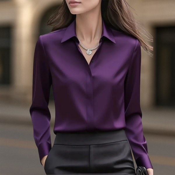 Regular Fit Collared Button-Down Blouse for Women – Classic Stylish Comfort