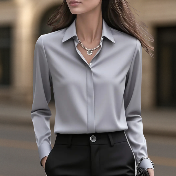 Regular Fit Collared Button-Down Blouse for Women – Classic Stylish Comfort