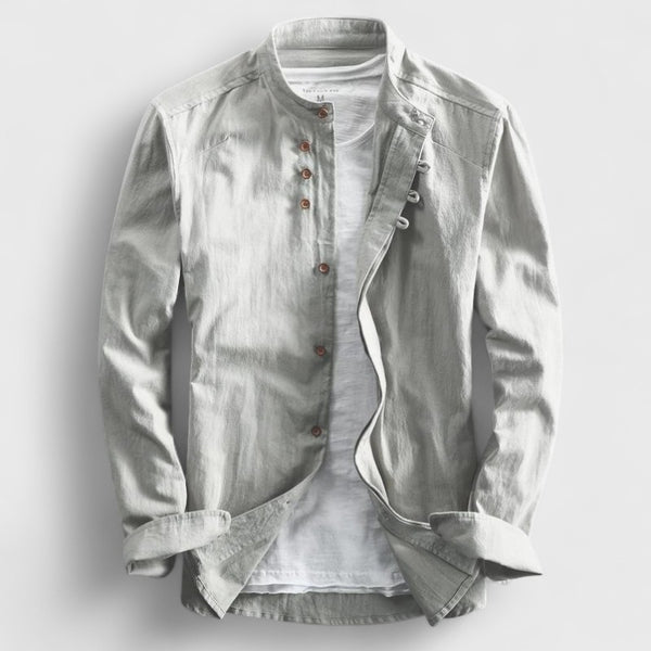 Premium Men's Linen Long-Sleeve Button-Up Shirt
