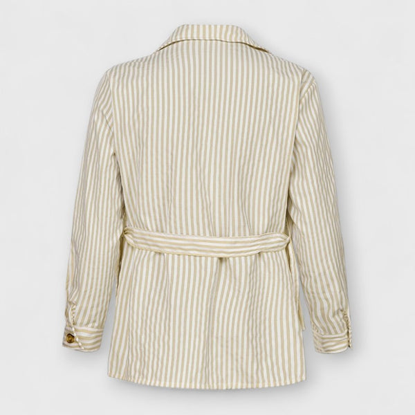 Striped Cotton Belted Jacket – Classic British Style