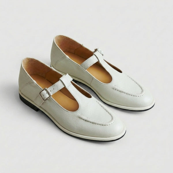 Orthopedic Round Toe T-Strap Flats for Women – Supportive Comfort & Style