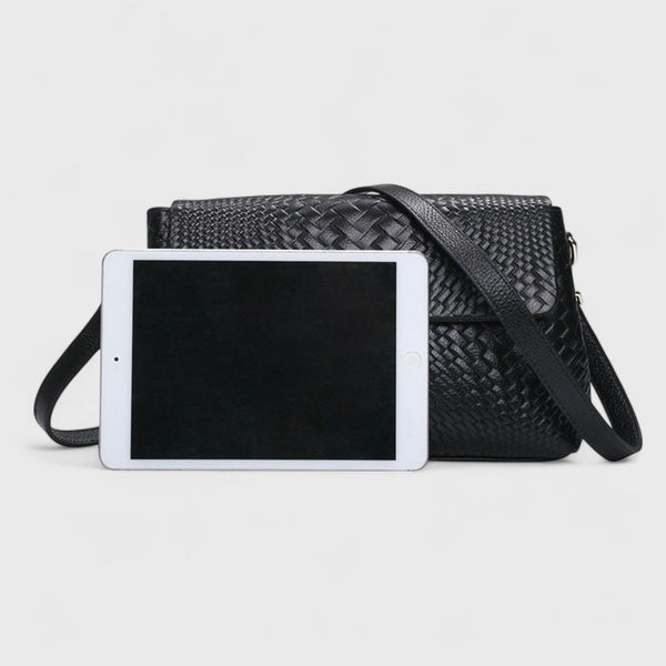 Genuine Leather Woven Crossbody Bag