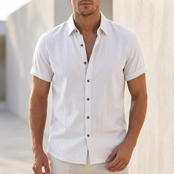 Relaxed Fit Crinkled Button-Up Shirt for Men – Casual Comfort & Breathability