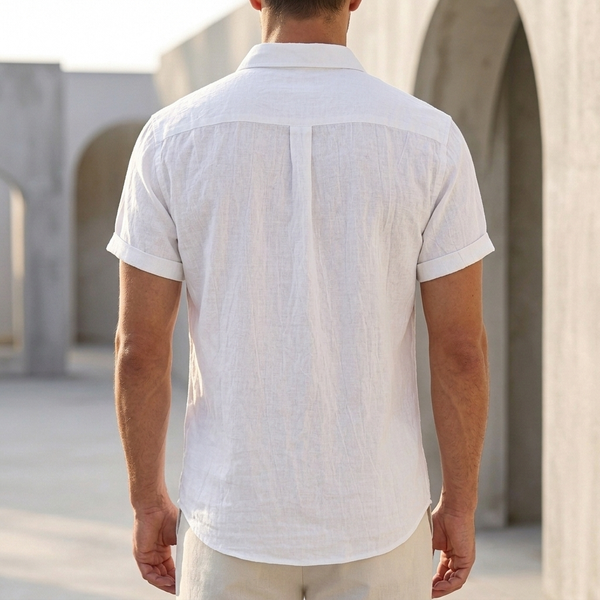 Relaxed Fit Crinkled Button-Up Shirt for Men – Casual Comfort & Breathability